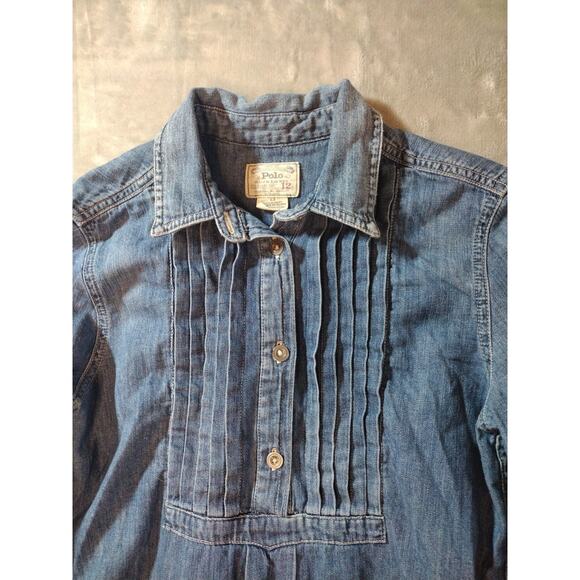 Polo Ralph Lauren Girl's Size 12 Denim Cotton Shirt Dress - Picture 8 of 11